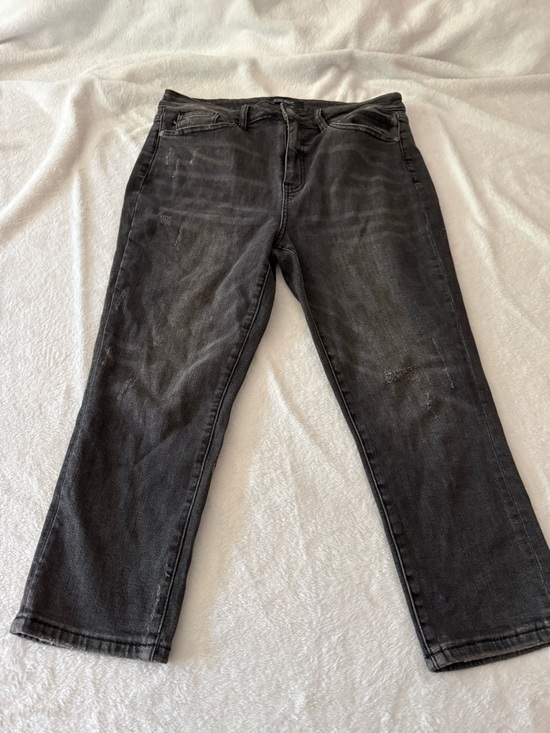Judy Blue Denim - Judy Blue Skinny Fit Grey Stretch Distressed Capris 11/30 size 11